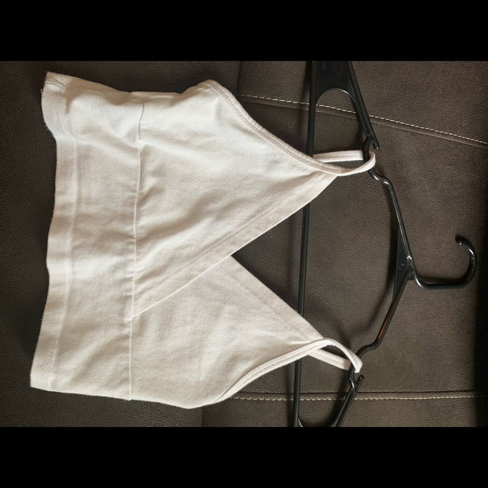 very cropped white tank
